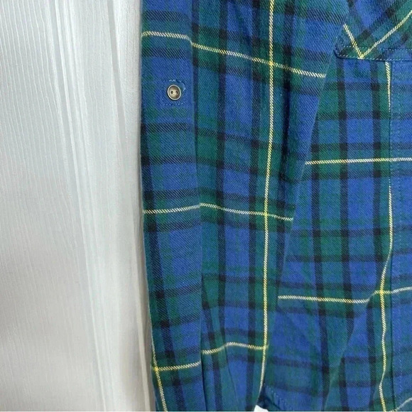 G21 Plaid  Shirt Button-Up Blue/Green/Yellow Size Medium - Picture 6 of 16